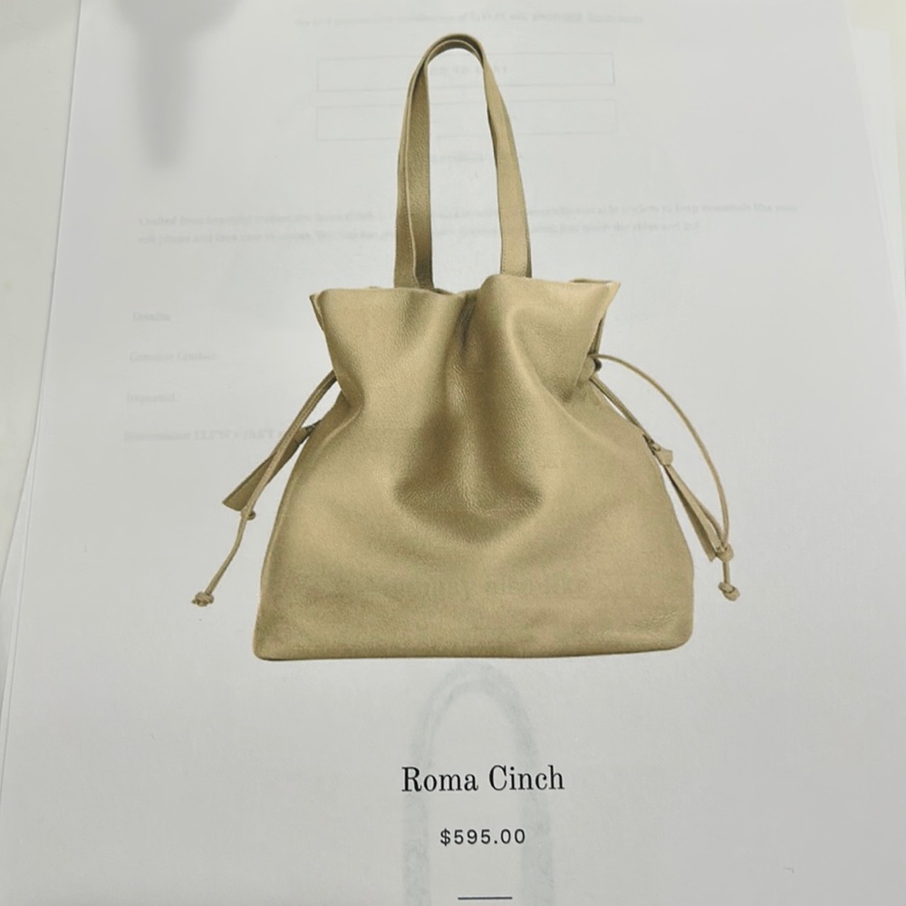 Soft gold Roma cinch purse genuine leather